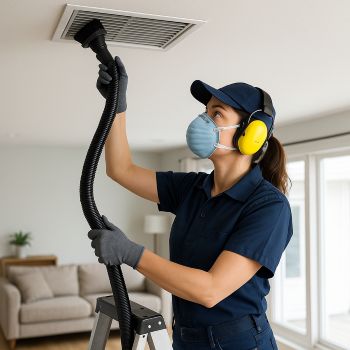Professional air duct cleaning technician